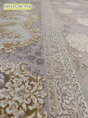 قیمت خرید فرش قالی کاشان فروش فرش ماشینی طلاکوب 1200 شانه طرح افشان ناهید زمینه نقره ای کاشان – گل برجسته نزدیک