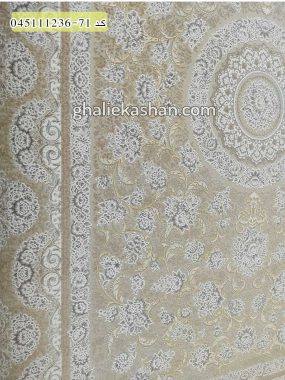 قیمت خرید فرش قالی کاشان فروش فرش ماشینی طلاکوب 1200 شانه طرح گل افشان زمینه صدفی کاشان - گل برجسته حاشیه