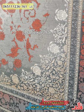 خرید فرش قالی کاشان فروش فرش ماشینی 1200 شانه طرح وینتیج نایین قرمز کاشان گل برجسته زمینه
