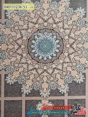 خرید فرش قالی کاشان فروش فرش ماشینی 1200 شانه خشتی طرح ریحان زمینه متالیک کاشان 3