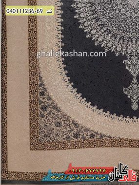 خرید فرش قالی کاشان فروش فرش ماشینی 1200 شانه طرح مروارید زمینه متالیک کاشان گل برجسته حاشیه