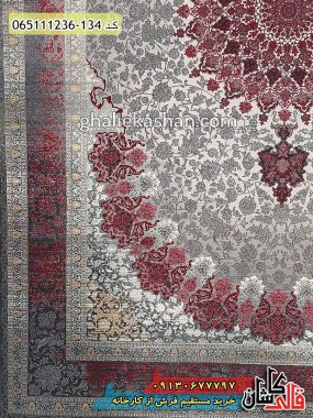 خرید فرش قالی کاشان فروش فرش ماشینی 1200 شانه طرح پرنیا قرمز کاشان گل برجسته حاشیه