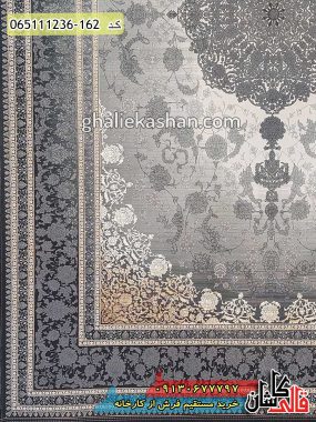خرید فرش قالی کاشان فروش فرش ماشینی وینتیج 1200 شانه طرح نایین لچک طلایی کاشان گل برجسته حاشیه