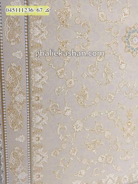 خرید فرش قالی کاشان فروش فرش ماشینی فرش طلاکوب 1200 شانه طرح افشان ترمه کرم صدفی کاشان گل برجسته نزدیک2