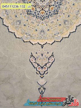 خرید فرش قالی کاشان فروش فرش ماشینی طلاکوب 1200 شانه طرح لیندا ونوس زمینه نقره ای کاشان گل برجسته نزدیک