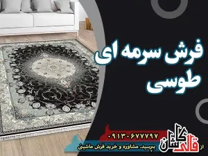 فرش سرمه ای طوسی فرش شیک و جدید + عکس