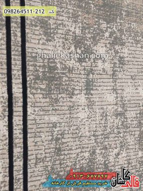 خرید فرش قالی کاشان فروش فرش ماشینی مدرن و فانتزی طرح قاب گره چهارتایی زمینه طوسی کاشان گل برجسته زمینه