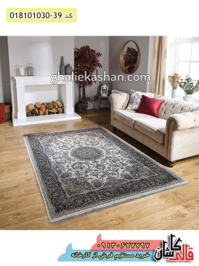 قیمت خرید فرش قالی کاشان فروش فرش ماشینی 1000 شانه طرح الا رز زمینه کرم کاشان دکوراسیون