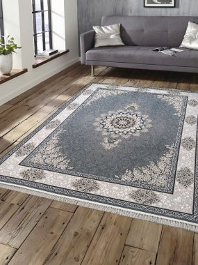 قیمت خرید فرش قالی کاشان فروش فرش ماشینی طلاکوب 700 شانه طرح مهرگان زمینه دلفینی کاشان دکوراسیون