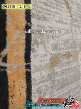 قیمت خرید فرش قالی کاشان فروش فرش ماشینی مدرن و فانتزی طرح قاب سنگ مرمر زمینه بژ کاشان گل برجسته نزدیک2