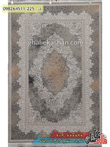 قیمت خرید فرش قالی کاشان فروش فرش ماشینی مدرن و فانتزی طرح نارسیس زمینه طوسی کاشان گل برجسته اصلی