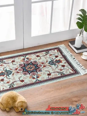 فرش ارزان 700 شانه طرح افشان هلما رنگ کرم – جفت پادری 50 در 80- استوک تخفیفی نو