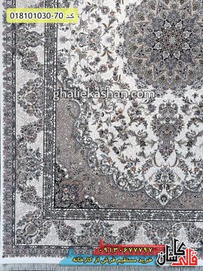 قیمت خرید فرش قالی کاشان فروش فرش ماشینی 1000 شانه طرح مه رز زمینه کرم کاشان حاشیه
