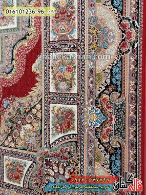 قیمت خرید فرش قالی کاشان فروش فرش ماشینی 1200 شانه طرح حوض نقره زمینه قرمز لاکی کاشان نزدیک