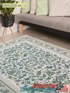 قیمت خرید فرش قالی کاشان فروش فرش ماشینی طلاکوب 1200 شانه طرح افشان رویا سبز زمینه صدفی کاشان گل برجسته دکوراسیون
