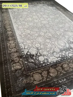 قیمت خرید فرش قالی کاشان فروش فرش ماشینی وینتیج 700 شانه طرح افرا زمینه قهوه ای کاشان اریب