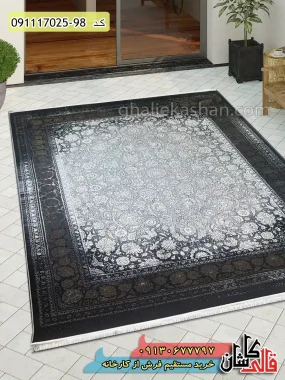 فرش وینتیج 700 شانه طرح افشان افرا زمینه قهوه ای کاشان – گل برجسته