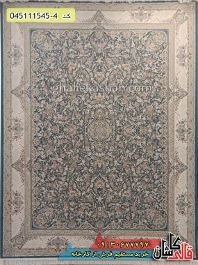 قیمت خرید فرش قالی کاشان فروش فرش ماشینی 1500 شانه طرح افشان باغ جان زمینه طوسی متالیک کاشان گل برجسته اصلی