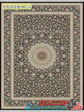 قیمت خرید فرش قالی کاشان فروش فرش ماشینی 1200 شانه طرح بارانا زمینه سرمه ای کاشان اصلی