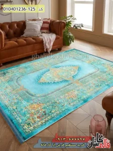 فرش ماشینی 1200 شانه طرح مهربانو زمینه سبز کاشان دکوراسیون