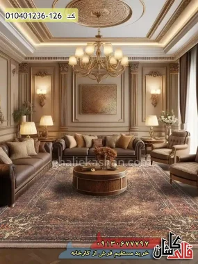 فرش وینتیج 1200 شانه طرح دلگشا زمینه قهوه ای کاشان
