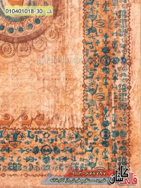 قیمت خرید فرش قالی کاشان فروش فرش ماشینی وینتیج 1000 شانه طرح باستان کویر زمینه قهوه ای کاشان حاشیه