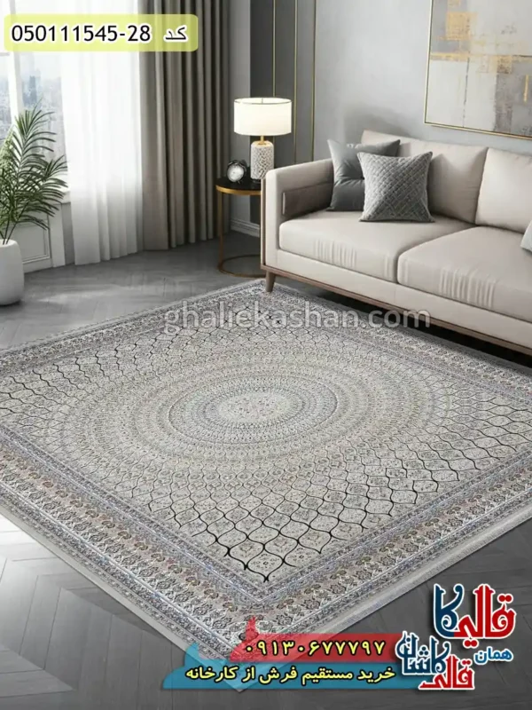 فرش 1500 شانه طرح طاووس زمینه بژ کاشان گل برجسته دکوراسیون