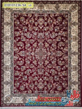 فرش 1200 شانه طرح افشان شاه رز زمینه قرمز کاشان اصلی