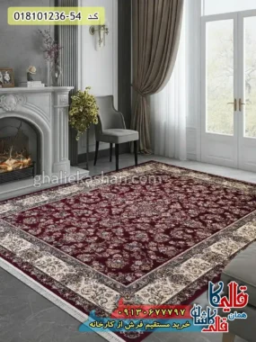 فرش 1200 شانه طرح افشان شاه رز زمینه قرمز کاشان