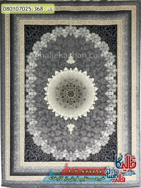 فرش طلاکوب 700 شانه طرح رها زمینه طوسی دودی کاشان اصلی