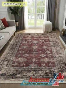 فرش وینتیج 1200 شانه طرح افشان بدرام زمینه قرمز کاشان دکوراسیون