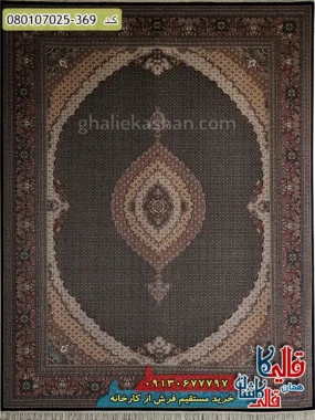 فرش 700 شانه طرح ریز ماهی زمینه سرمه ای کاشان اصلی