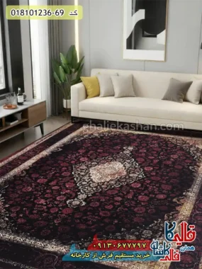 فرش وینتیج 1200 شانه طرح قطبی کاشان زمینه قرمز