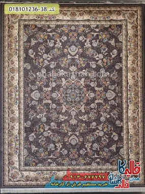 فرش 1200 شانه طرح افشان پارسا زمینه طوسی متالیک کاشان اصلی
