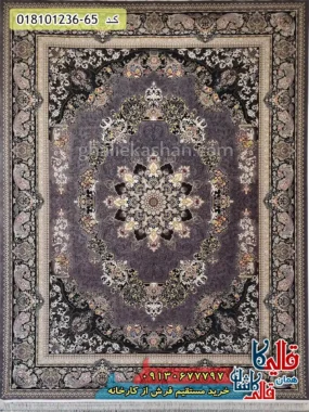 فرش 1200 شانه طرح مهشید زمینه طوسی متالیک کاشان اصلی