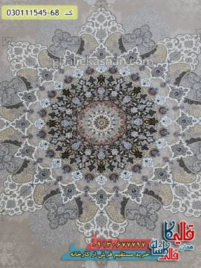 فرش 1500 شانه طرح بهدیس زمینه کرم صدفی گل برجسته کاشان زمینه