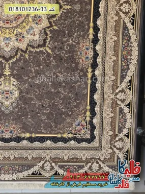 فرش 1200 شانه طرح آرشیدا زمینه طوسی متالیک کاشان حاشیه