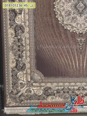 فرش 1200 شانه طرح خلیفه زمینه گردویی کاشان حاشیه