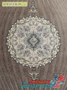 فرش 1200 شانه طرح خلیفه زمینه گردویی کاشان زمینه