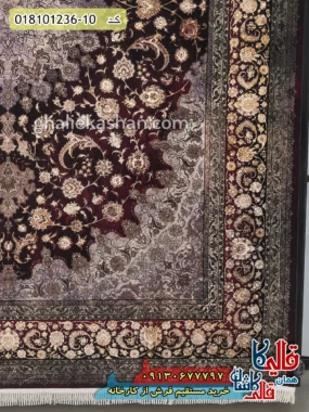 فرش طلاکوب وینتیج 1200 شانه طرح اصفهان زمینه قرمز روناسی کاشان حاشیه