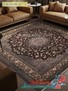 فرش طلاکوب وینتیج 1200 شانه طرح اصفهان زمینه قرمز روناسی کاشان