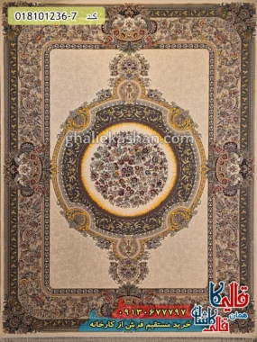 فرش 1200 شانه طرح نرگس زمینه کرم کاشان اصلی