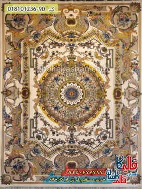 فرش 1200 شانه طرح وانیا زمینه کرم کاشان اصلی