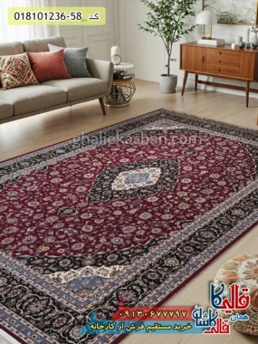 فرش 1200 شانه طرح کاشان زمینه قرمز روناسی کاشان