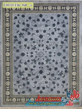 فرش طلاکوب 1200 شانه طرح افشان قصر زمینه طوسی کاشان اصلی