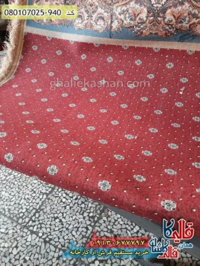 سجاده فرش نماز مسجد 700 شانه طرح تشریفات باستان بدون حاشیه رنگ قرمز کاشان 4