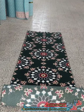 سجاده فرش نماز مسجد 700 شانه طرح گردون رنگ سبز کاشان رول 2