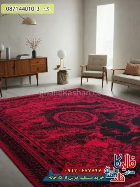 فرش ارزان طرح 700  شانه بلوچ طرح ایتالیا رنگ قرمز مشکی کاشان