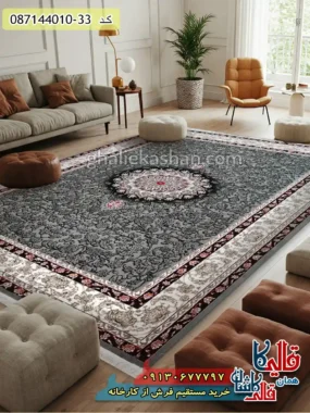 فرش ارزان طرح 700 شانه طرح تینا رنگ فیلی مشکی کاشان