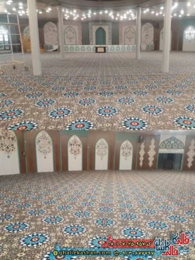 فرش مسجد 700 شانه طرح گردون رنگ قهوه ای گردویی کاشان
